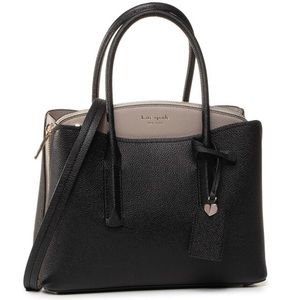 KATE SPADE Margaux Black Taupe Colorblock Medium Satchel Crossbody Bag
